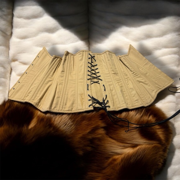 Tan Corset Bustier, Waist Trainer, High Shape-ware, Under-Bust, Boned, Cotton 26 - Picture 8 of 11